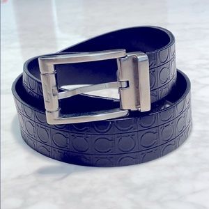 SALVATORE FERRAGAMO Leather Gancini Black Belt